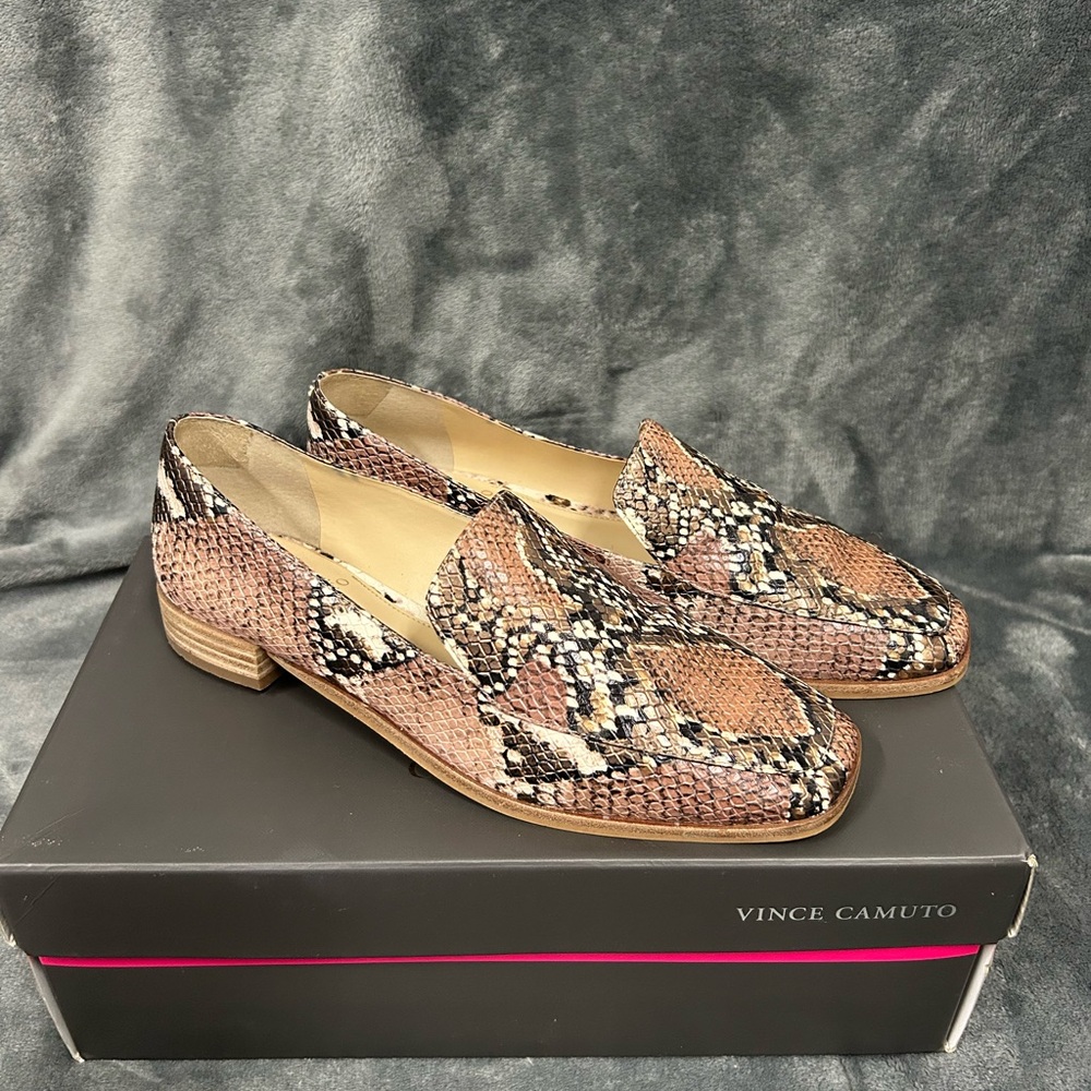 Vince Camuto Women's Snakeskin Pattern Loafers - Brown and Black